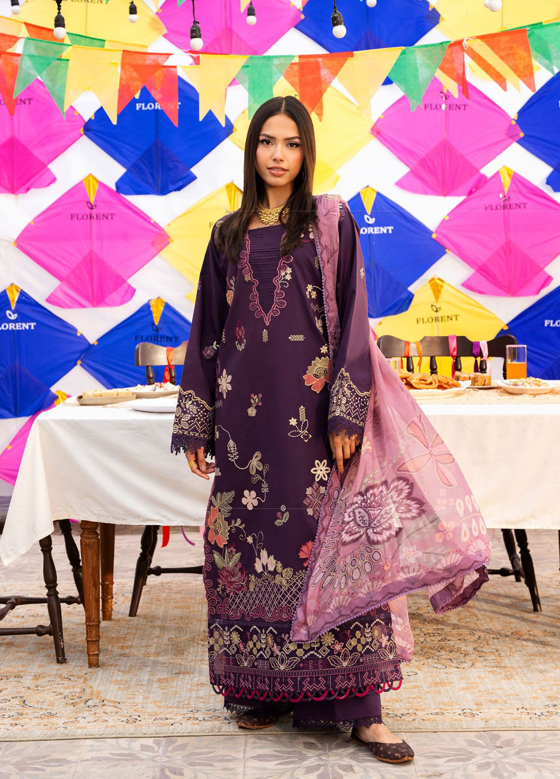 Basant By Florent Embroidered Lawn 3 Piece Unstitched Suit FL26BS FBC-1A
