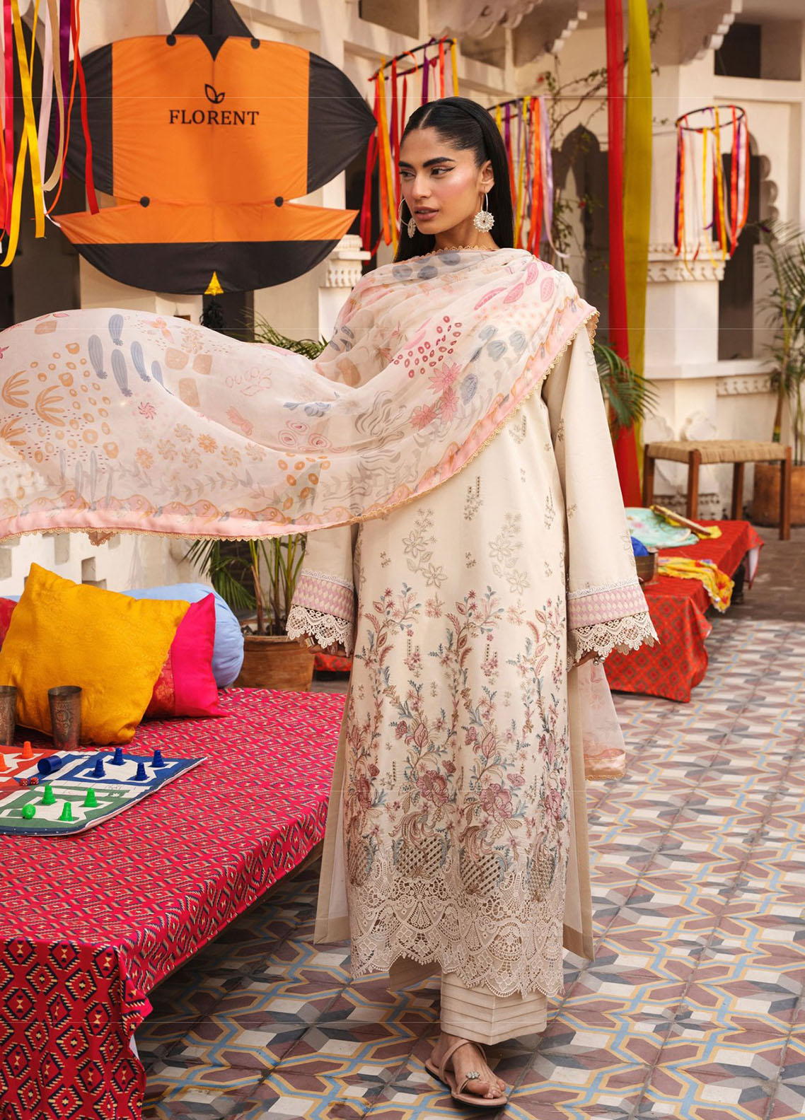 Basant By Florent Embroidered Lawn 3 Piece Unstitched Suit FL26BS FBC-5A
