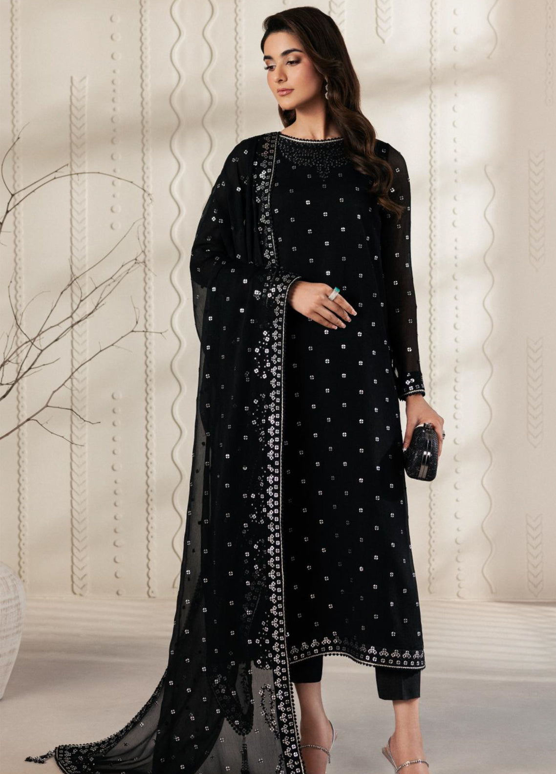 Bayaan By Zarif Embroidered Chiffon 3 Piece Unstitched Suit ZF26BCE D-07 SIYARA