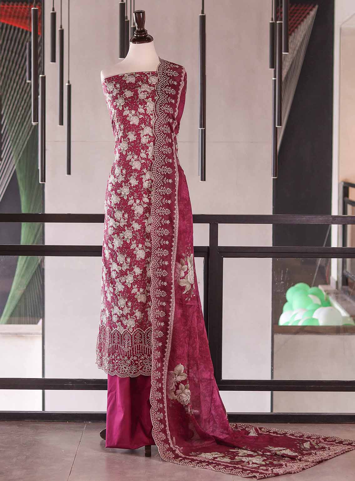 Bin Saeed Digital Embroidered Lawn 3 Piece Unstitched Suit BS26DEL D-982
