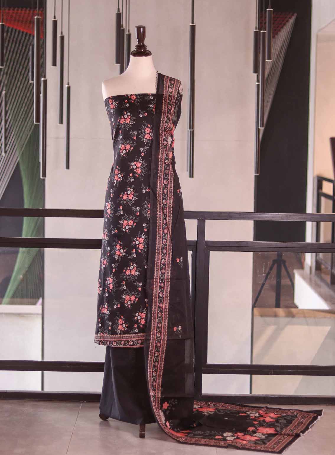 Bin Saeed Digital Printed Cotton 3 Piece Unstitched Suits BS26DPL D-009