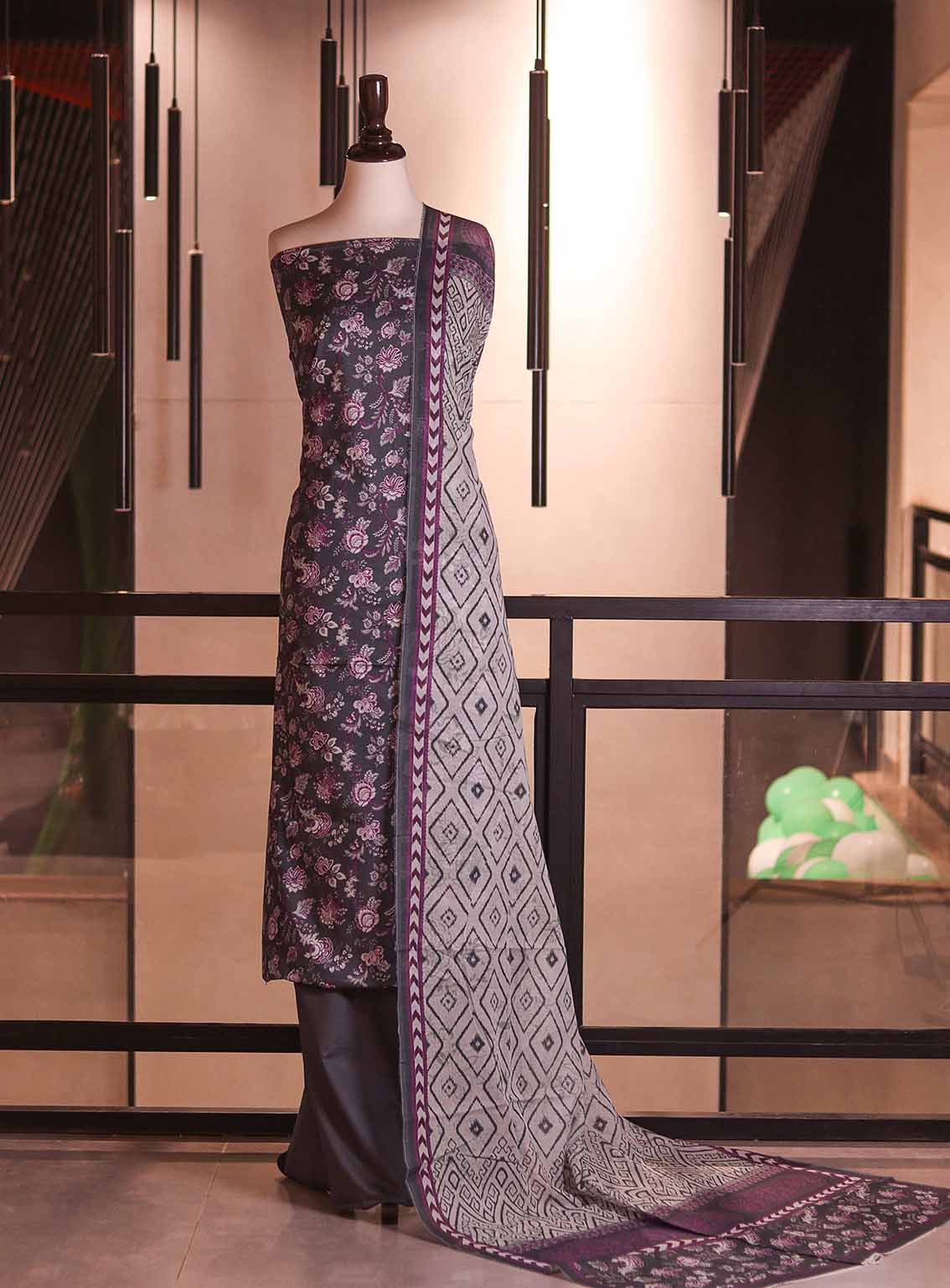 Bin Saeed Digital Printed Cotton 3 Piece Unstitched Suits BS26DPL D-025