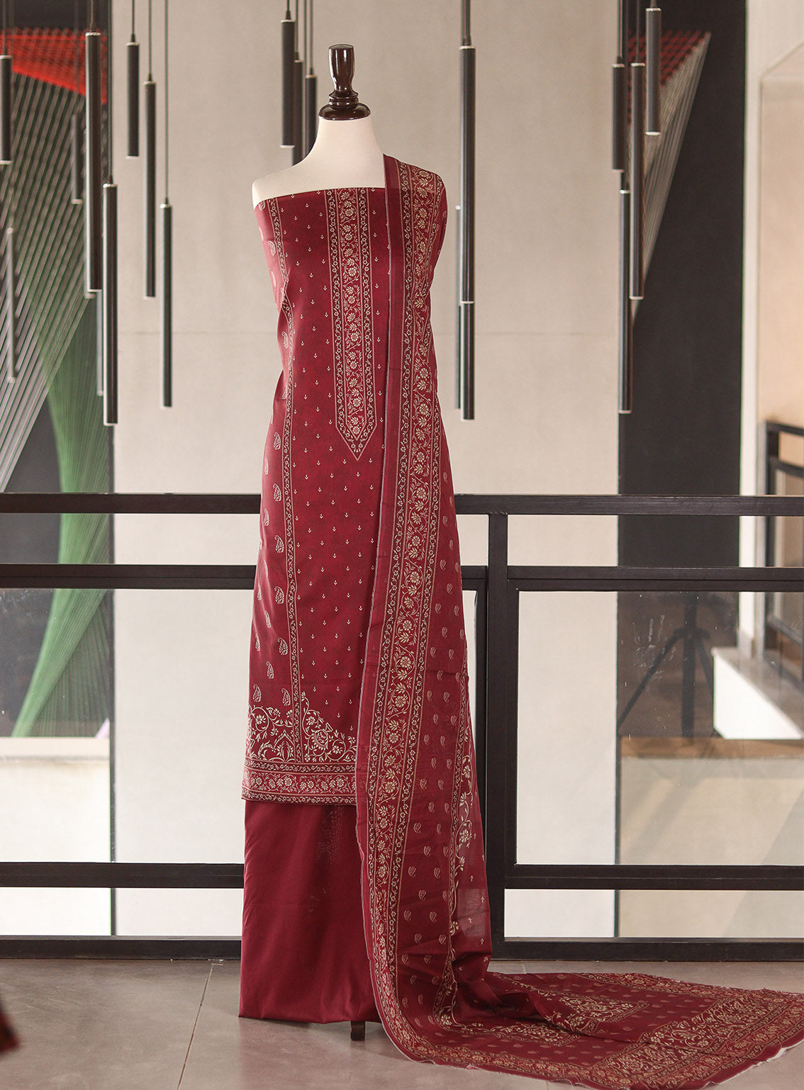 Bin Saeed Digital Printed Cotton 3 Piece Unstitched Suits BS26DPL D-045-RD
