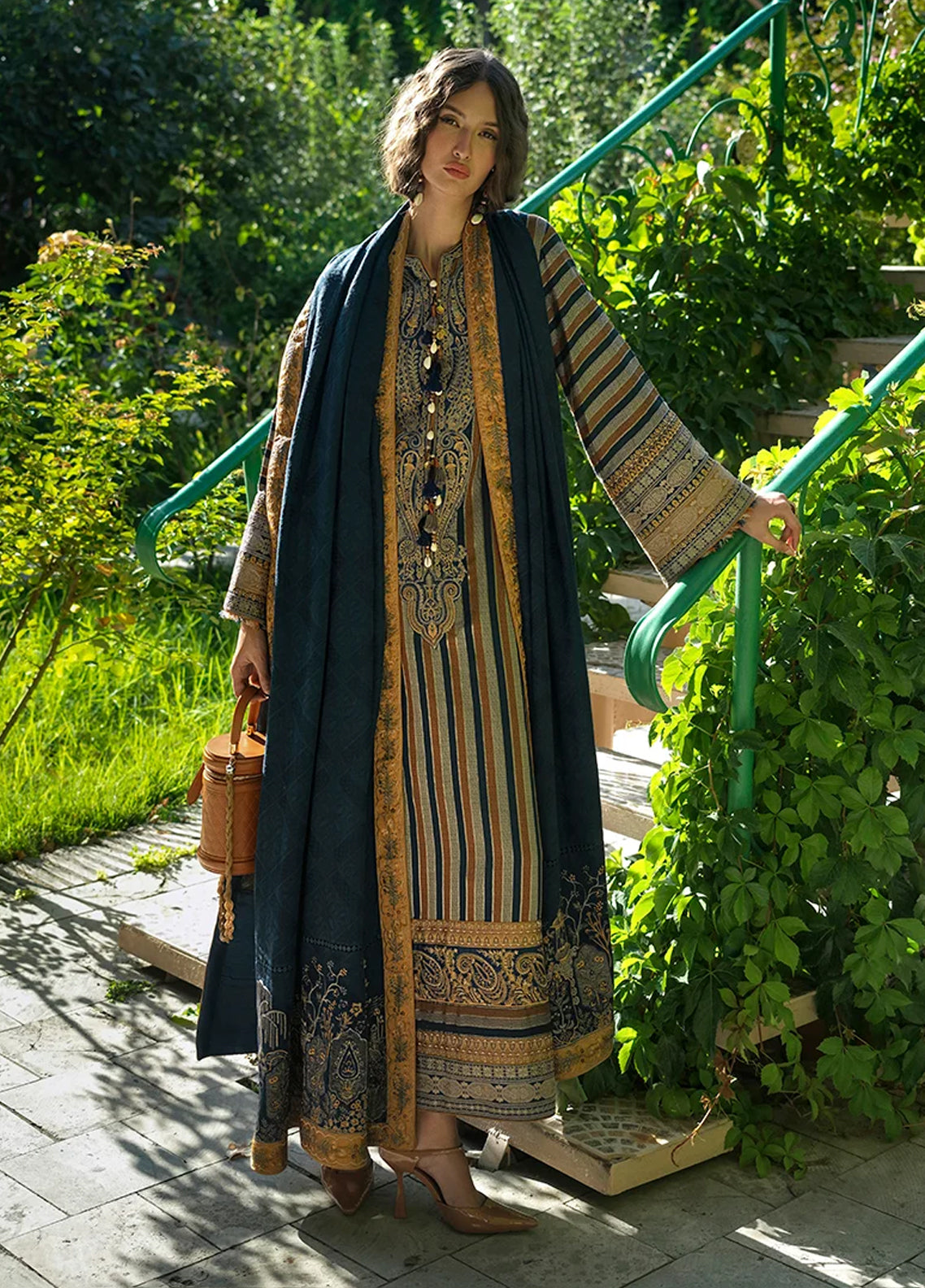 Broadway By Mushq Embroidered Jacquard Viscose 3 Piece Unstitched Suit MQ26BER D-103 GILDED ARCH