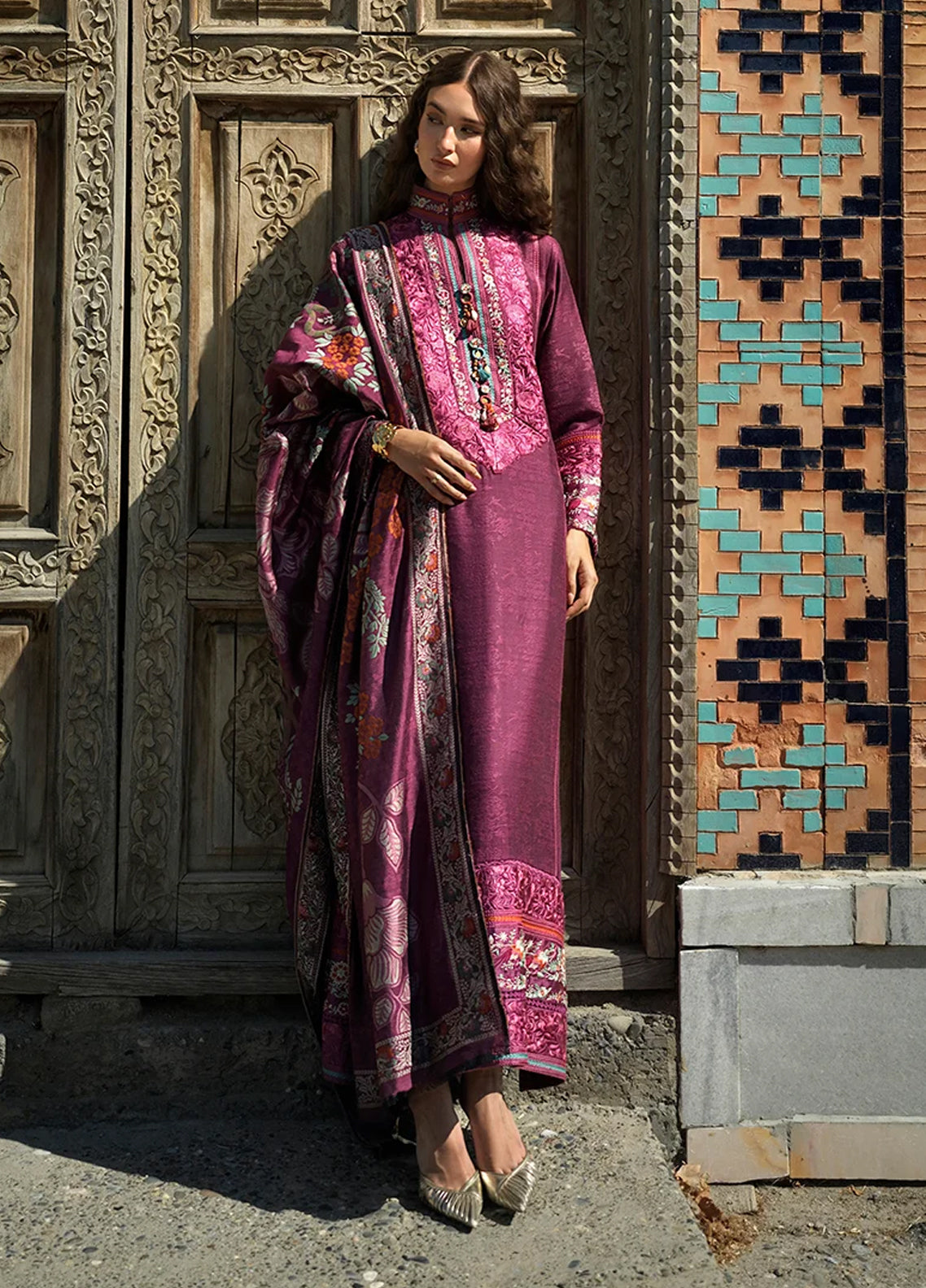 Broadway By Mushq Embroidered Jacquard Viscose 3 Piece Unstitched Suit MQ26BER D-106 MOSAIC REVERIE