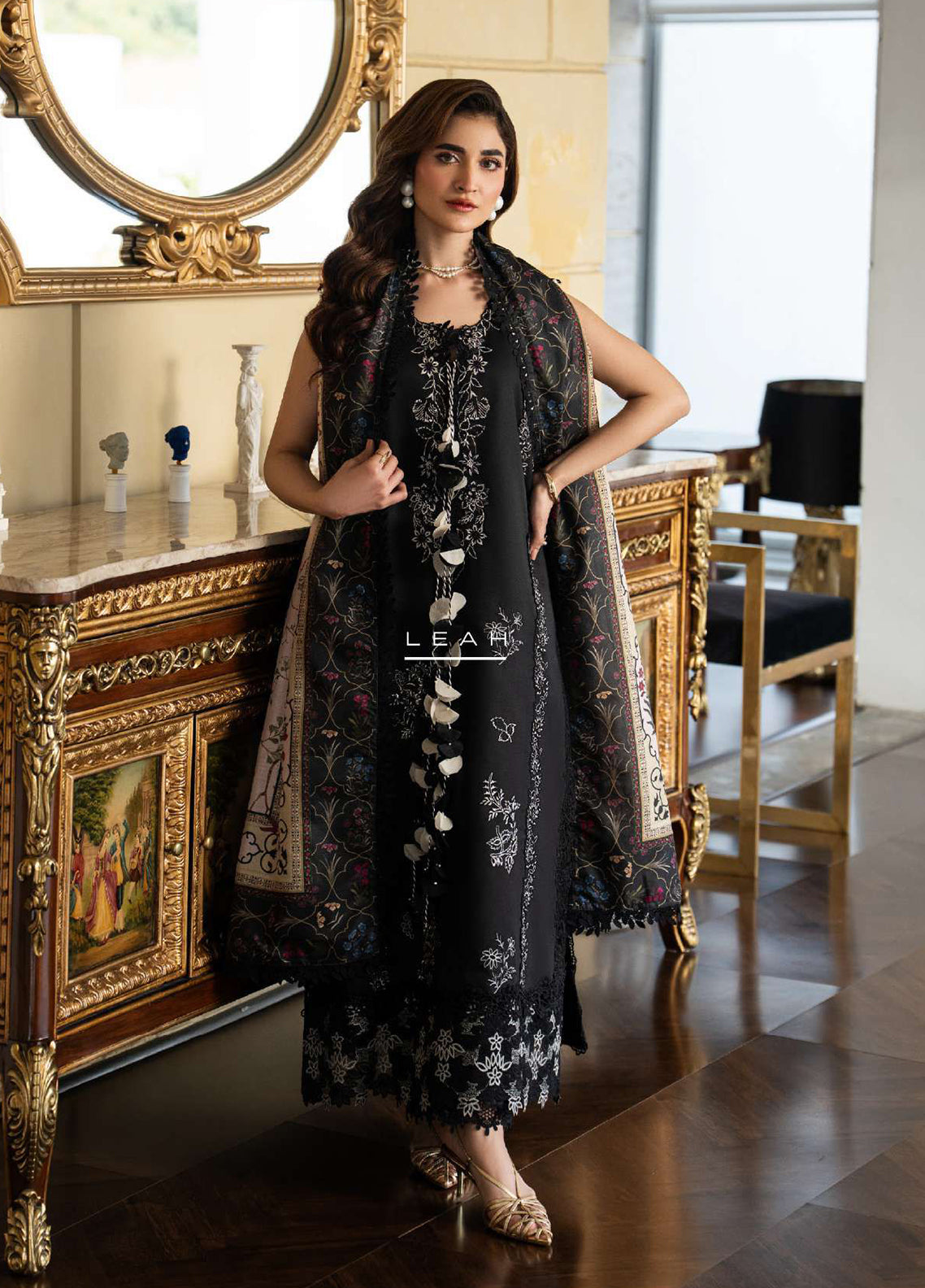 Carnation By Rang Rasiya Embroidered Lawn 3 Piece Unstitched Suit RR26CEE D-13 LEAH