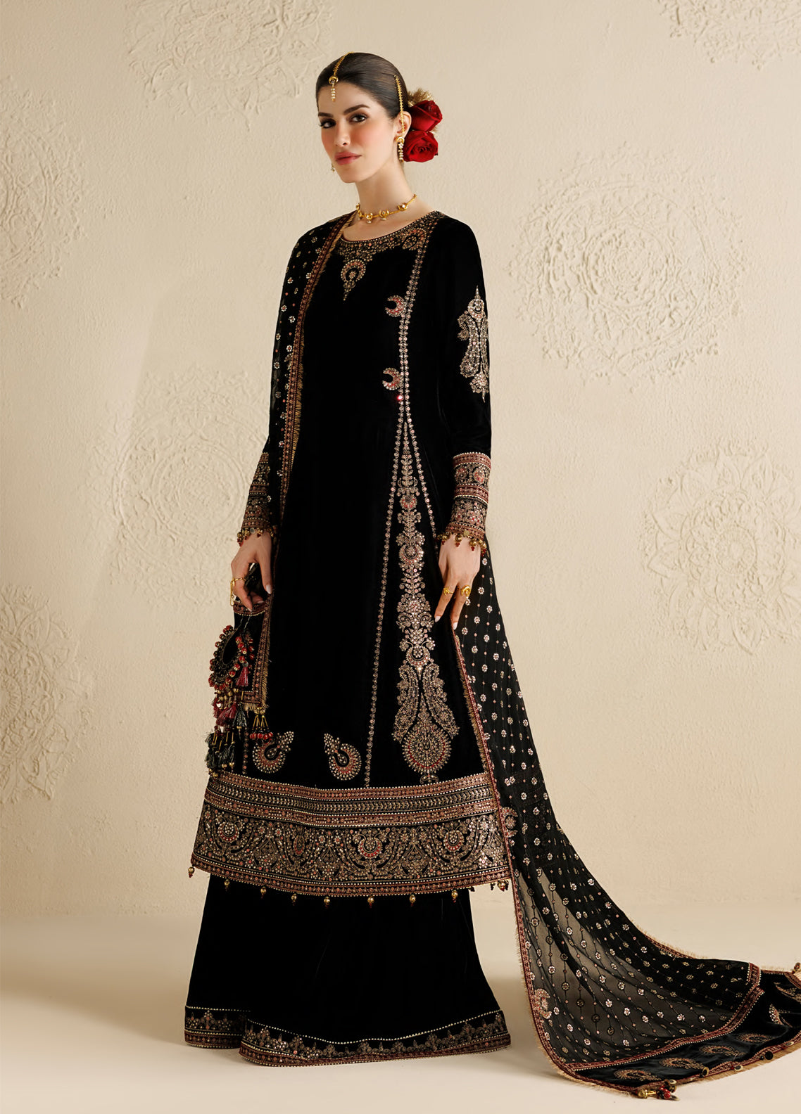 Chandni By Jazmin Luxury Embroidered Velvet 3 Piece Unstitched Suit JZ26CLV D-01 MEHARBANO