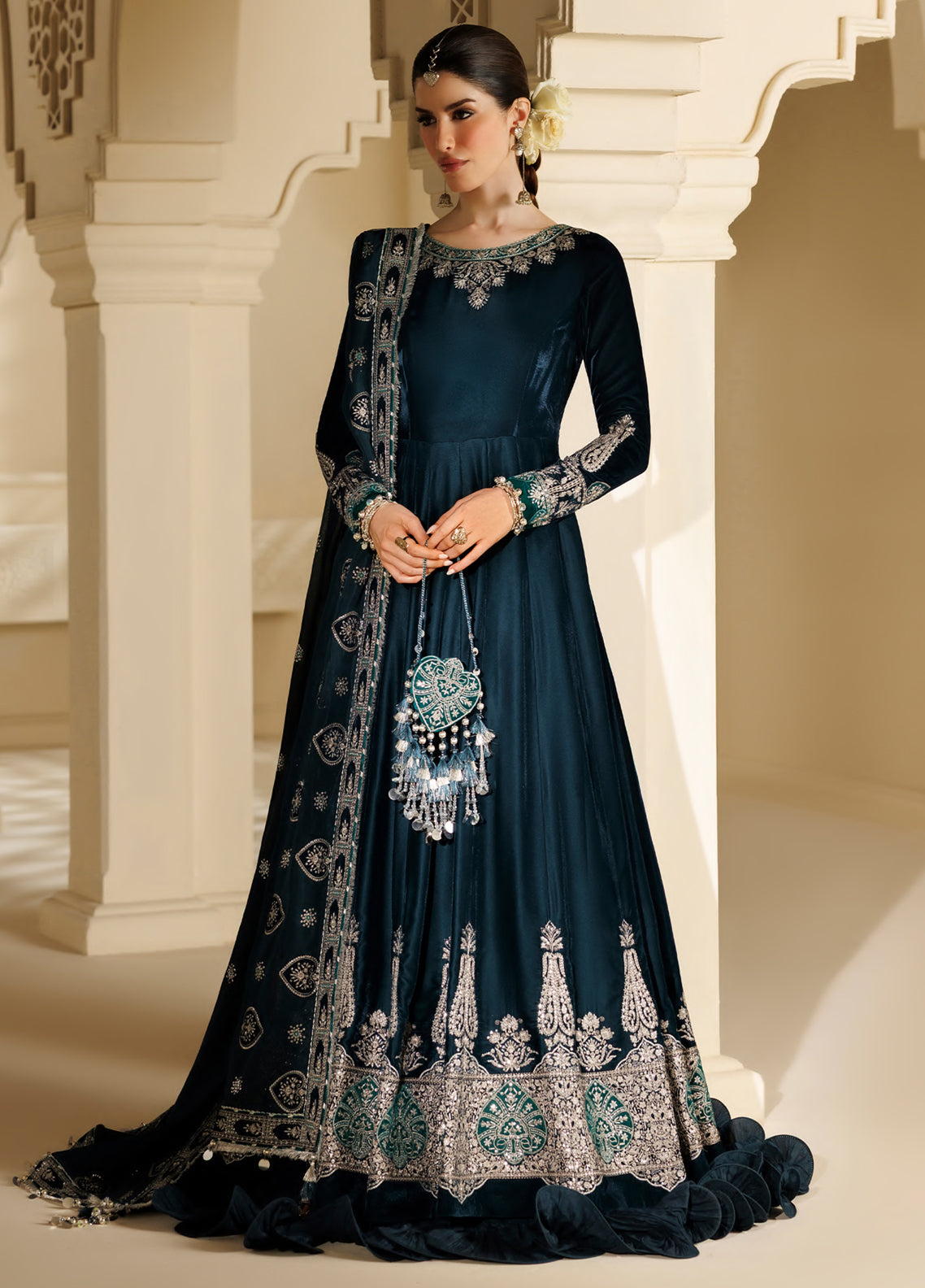 Chandni By Jazmin Luxury Embroidered Velvet 3 Piece Unstitched Suit JZ26CLV D-09 ZAIB-UN-NISA