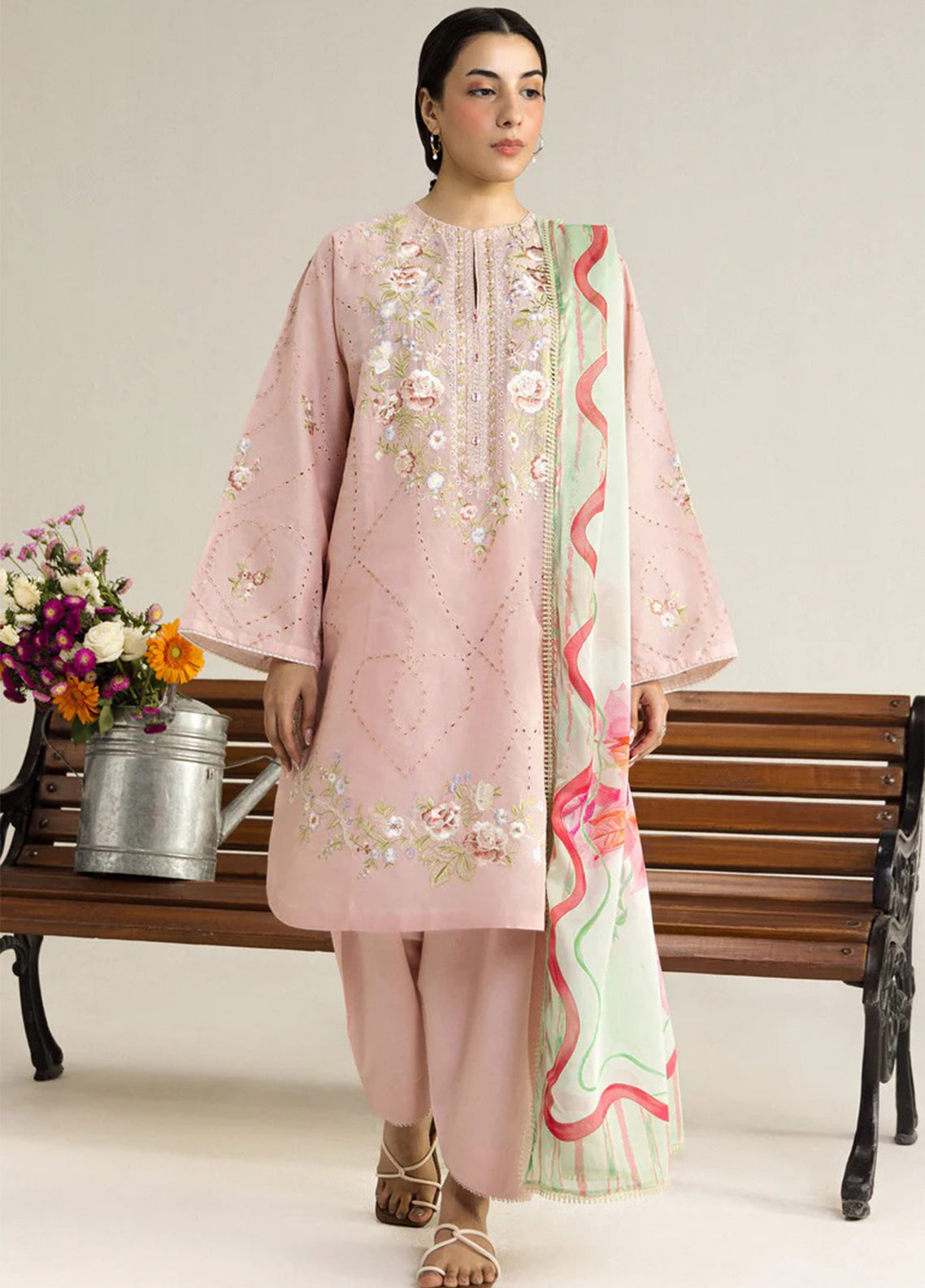 Coco By Zara Shahjahan Embrodiered Lawn 3 Piece Unstitched Suit CZS26LE2 D-2B LUNE