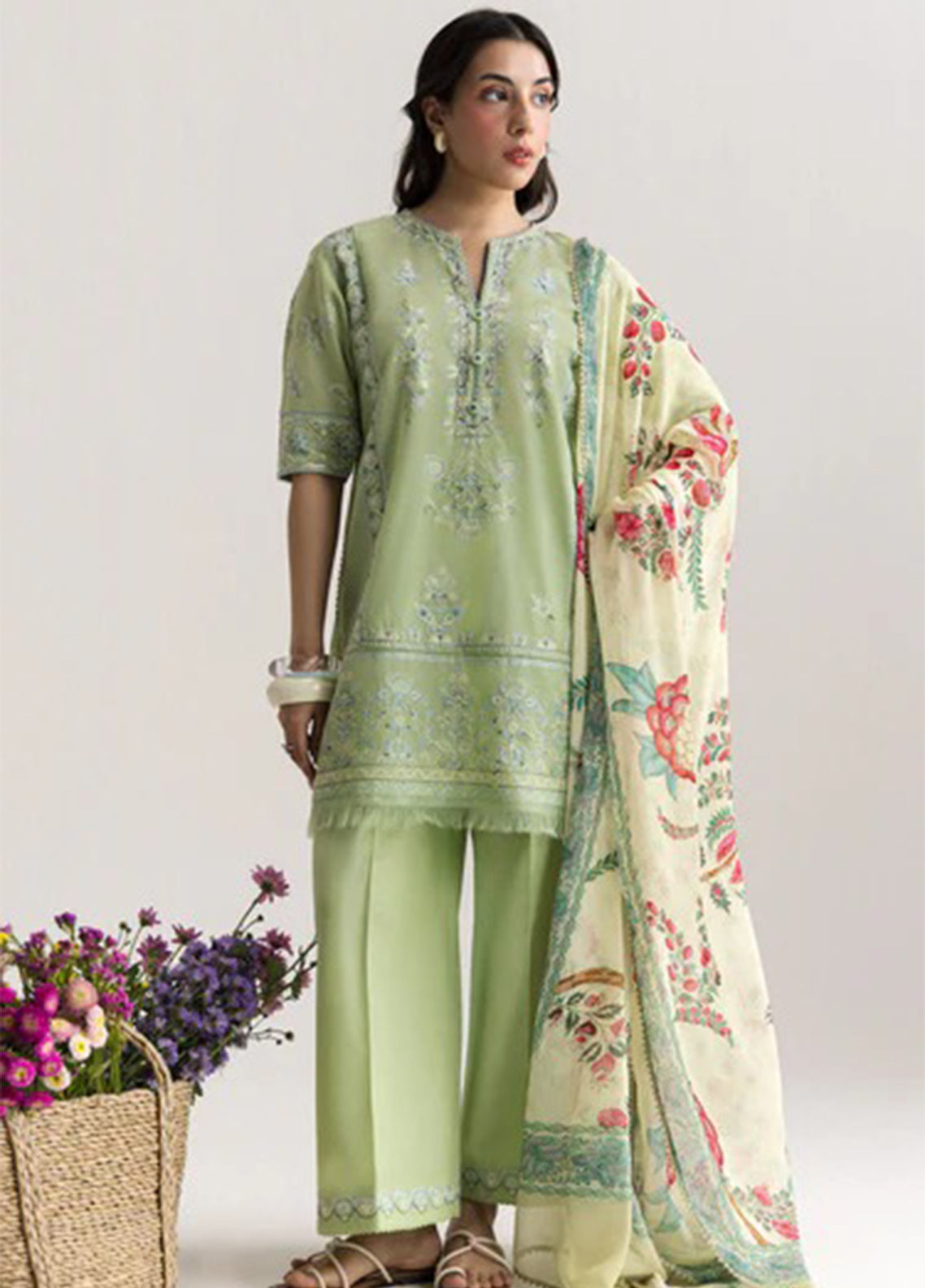 Coco By Zara Shahjahan Embrodiered Lawn 3 Piece Unstitched Suit CZS26LE2 D-5B NOA