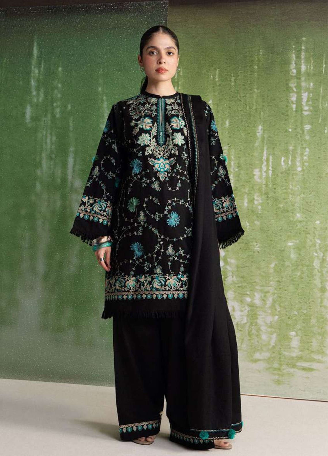 Coco By Zara Shahjahan Embroidered Karandi 3 Piece Unstitched Suit ZS26CW D-07B TABASSUM