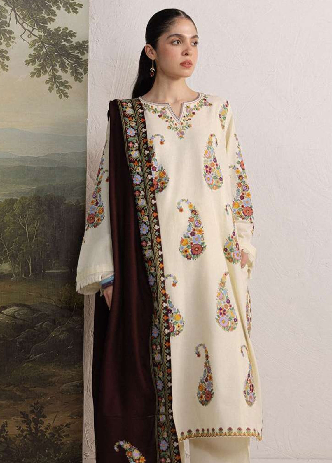 Coco By Zara Shahjahan Embroidered Khaddar 3 Piece Unstitched Suit ZS26CW D-06A SHIREEN