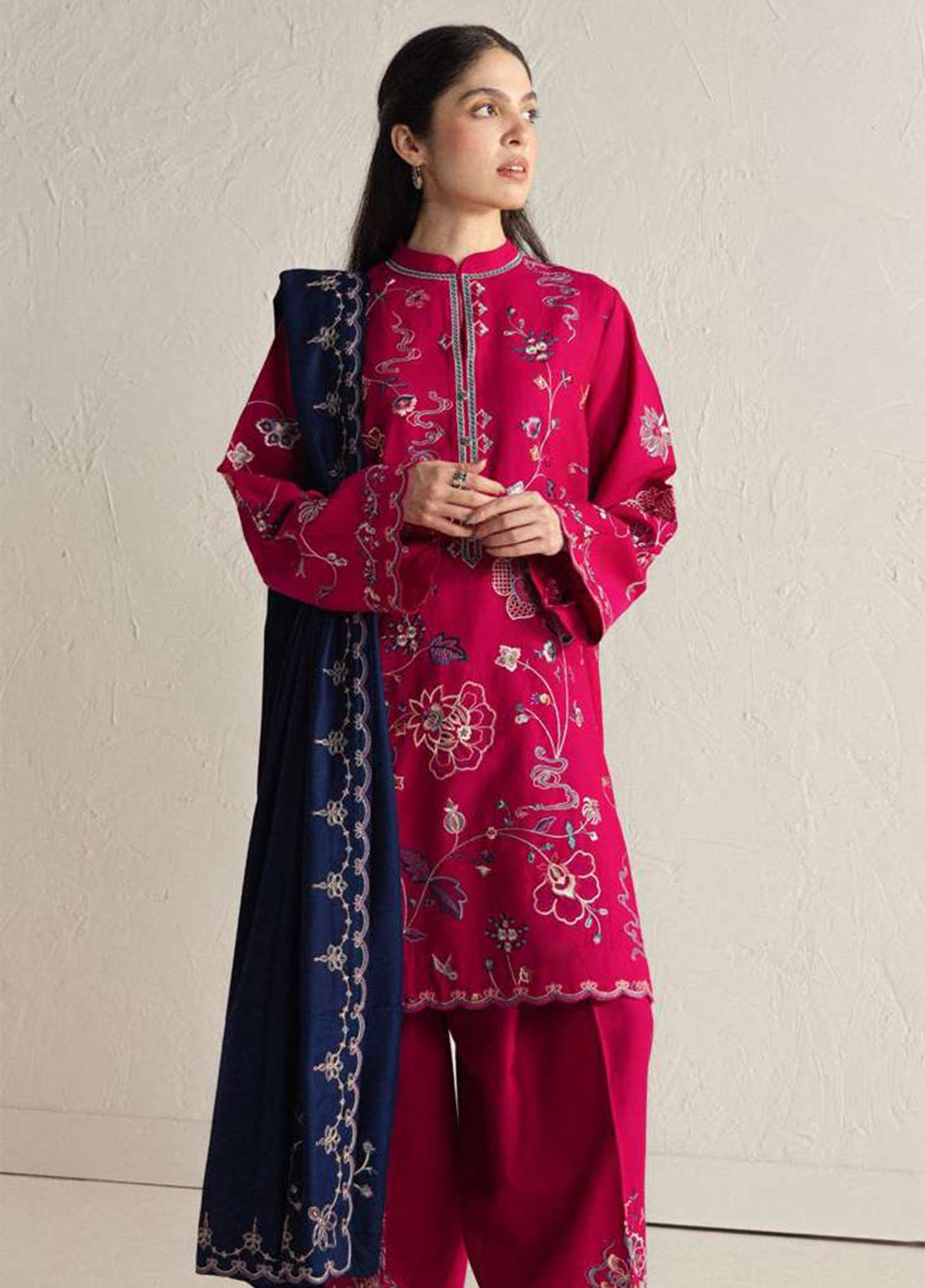 Coco By Zara Shahjahan Embroidered Khaddar 3 Piece Unstitched Suit ZS26CW D-08B NAIRANG