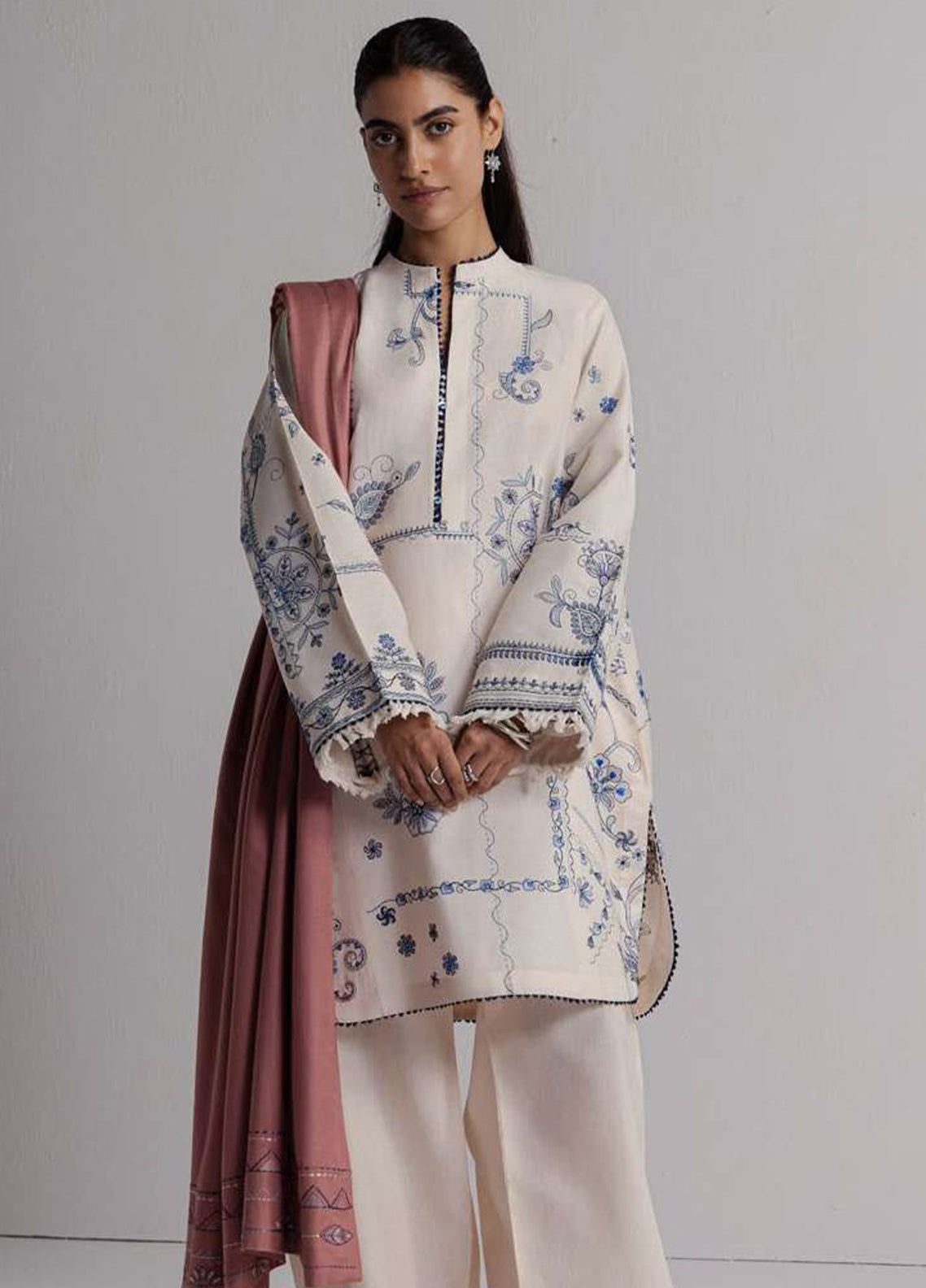Coco By Zara Shahjahan Embroidered Khaddar 3 Piece Unstitched Suit ZS26CW D-10B DIBA