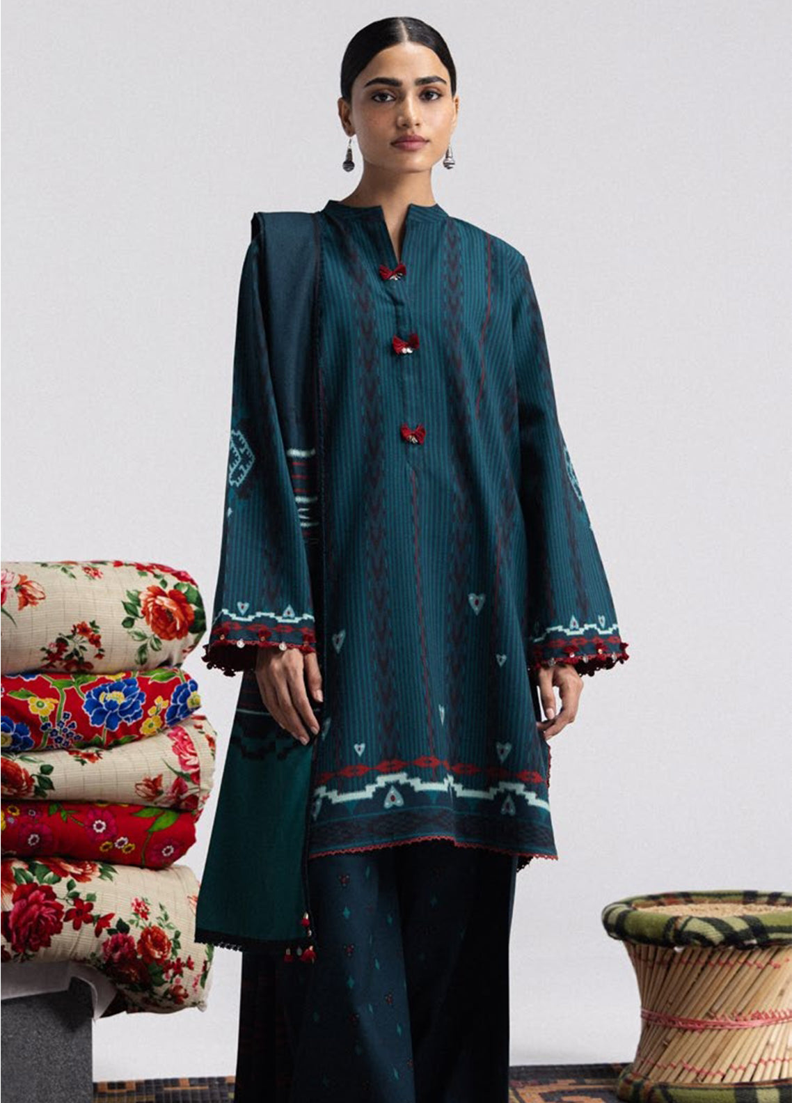 Coco By Zara Shahjahan Printed Linen 3 Piece Unstitched Suit ZS26CPV4 D-10B LEELA