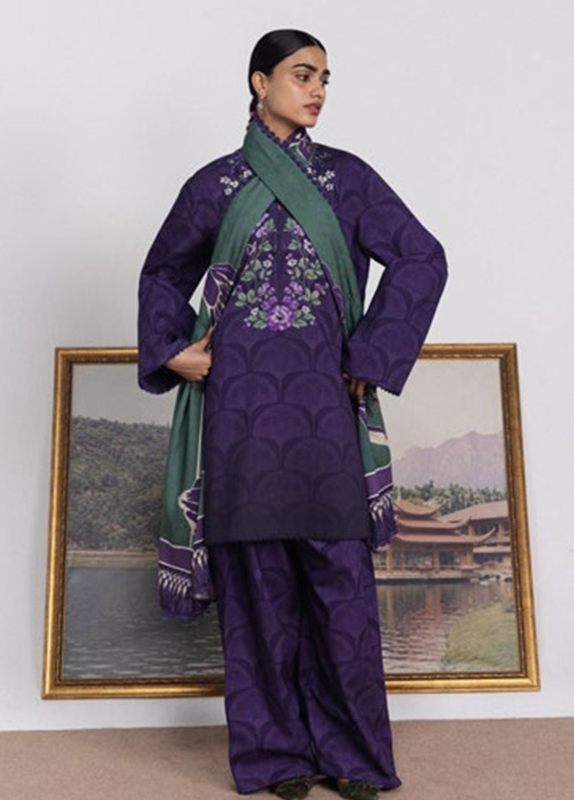 Coco By Zara Shahjahan Printed Linen 3 Piece Unstitched Suit ZS26CPV4 D-1A MIRA