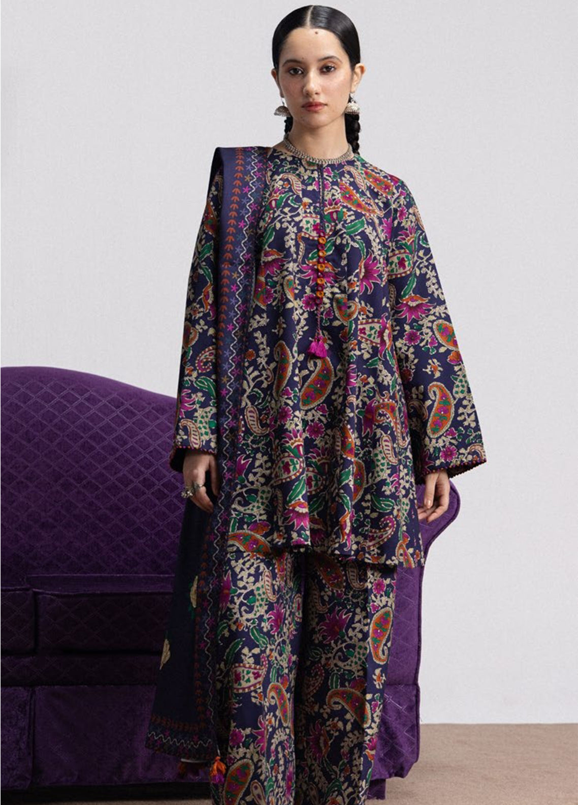 Coco By Zara Shahjahan Printed Linen 3 Piece Unstitched Suit ZS26CPV4 D-6A SOFIA