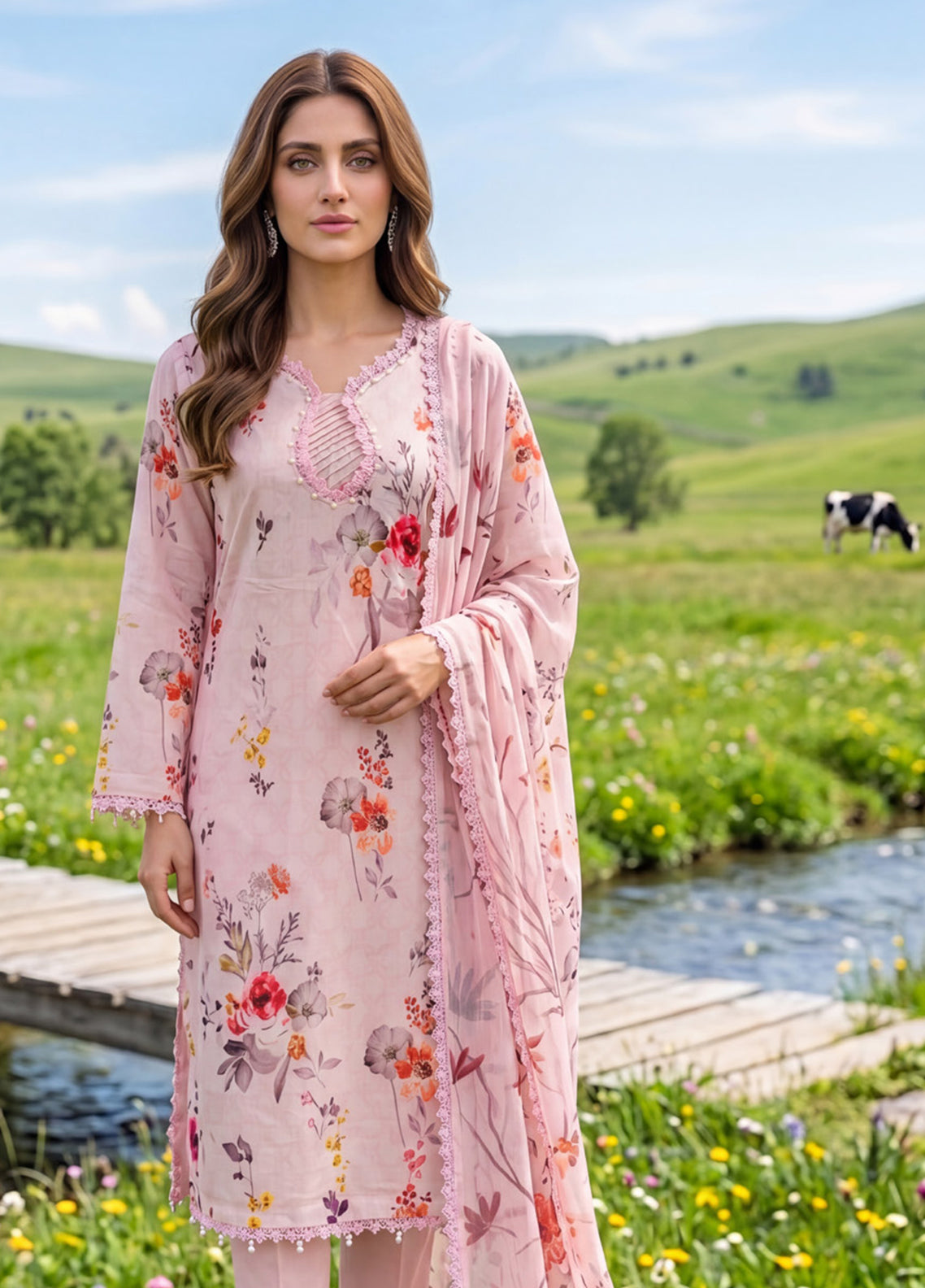 Colors By Alzohaib Digital Printed Lawn 3 Piece Unstitched Suit AZ26CDPL D-09