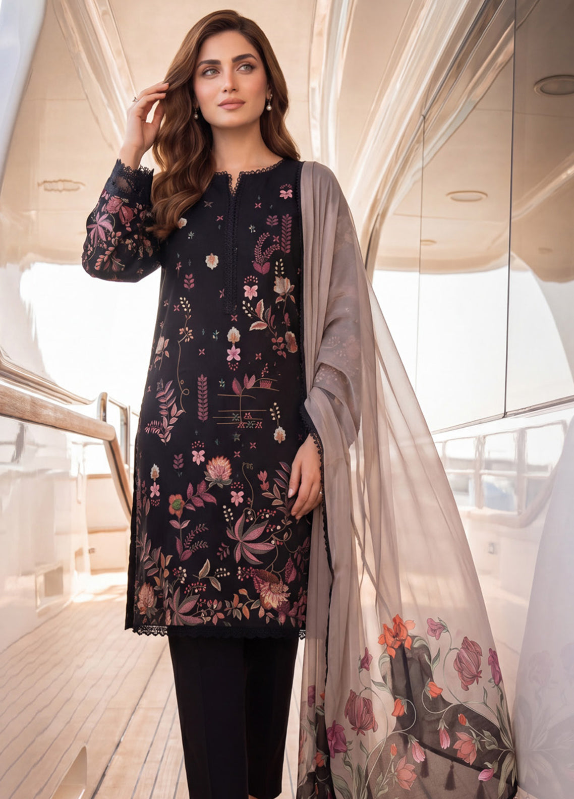 Colors By Alzohaib Digital Printed Lawn 3 Piece Unstitched Suit AZ26CDPV2 D-CDC-02