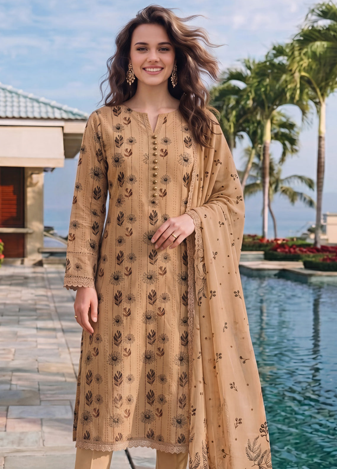 Colors By Alzohaib Digital Printed Lawn 3 Piece Unstitched Suit AZ26CDPV2 D-CDC-08