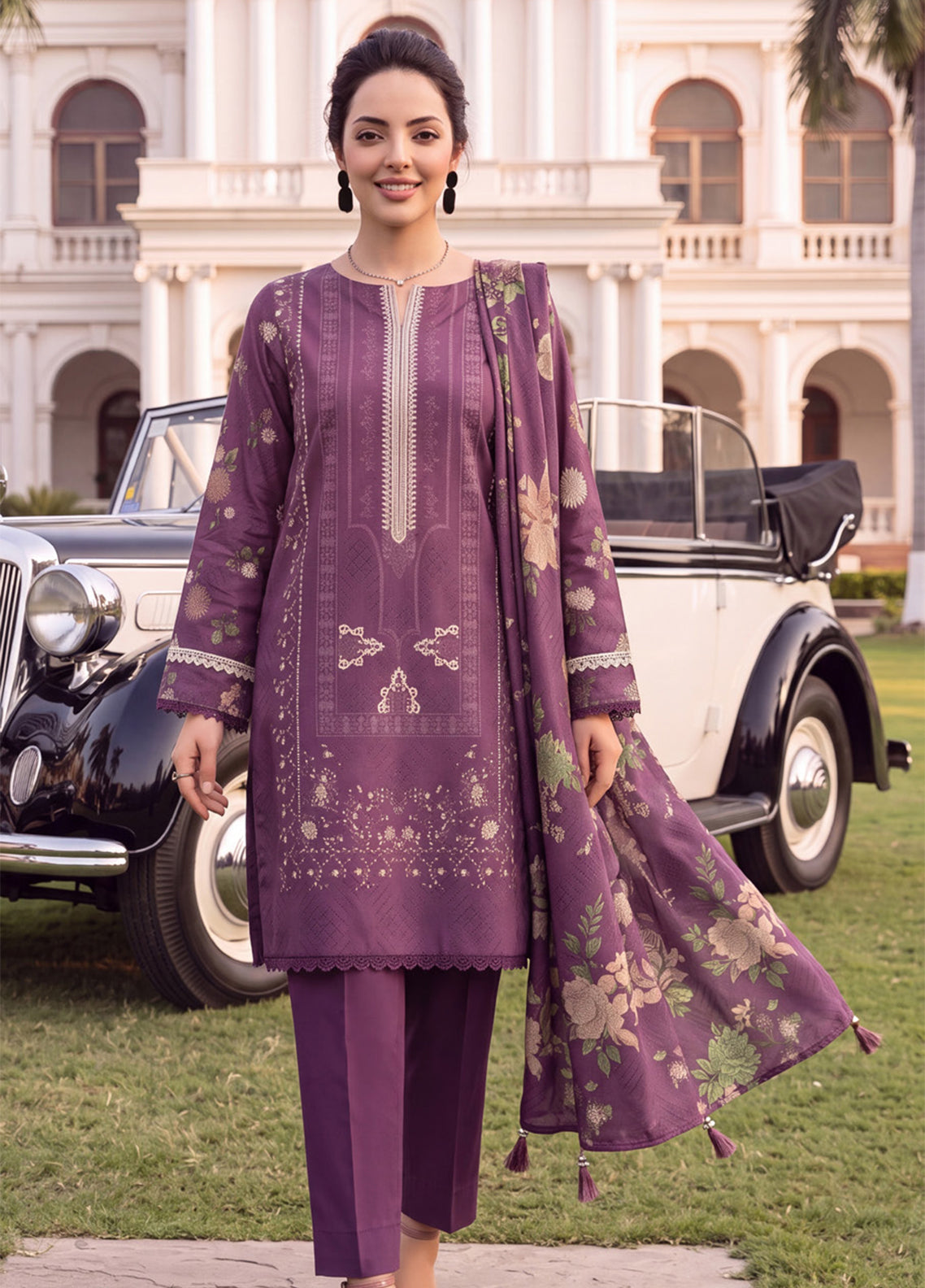 Colors By Alzohaib Digital Printed Lawn 3 Piece Unstitched Suit AZ26CDPV4 D-CDP-01