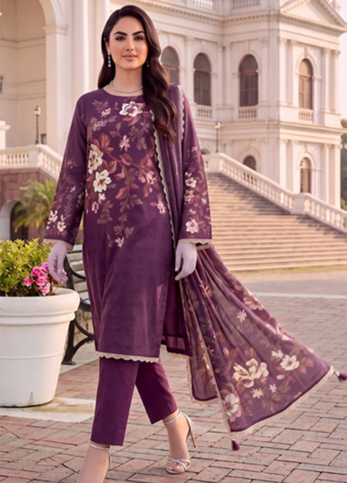Colors By Alzohaib Digital Printed Lawn 3 Piece Unstitched Suit AZ26CDPV4 D-CDP-04