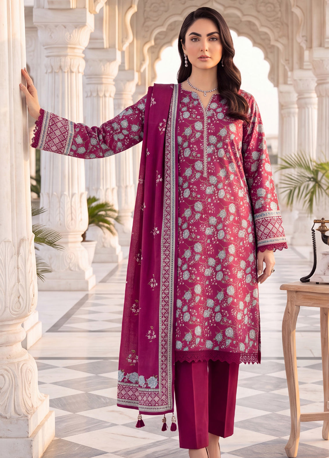 Colors By Alzohaib Digital Printed Lawn 3 Piece Unstitched Suit AZ26CDPV4 D-CDP-08