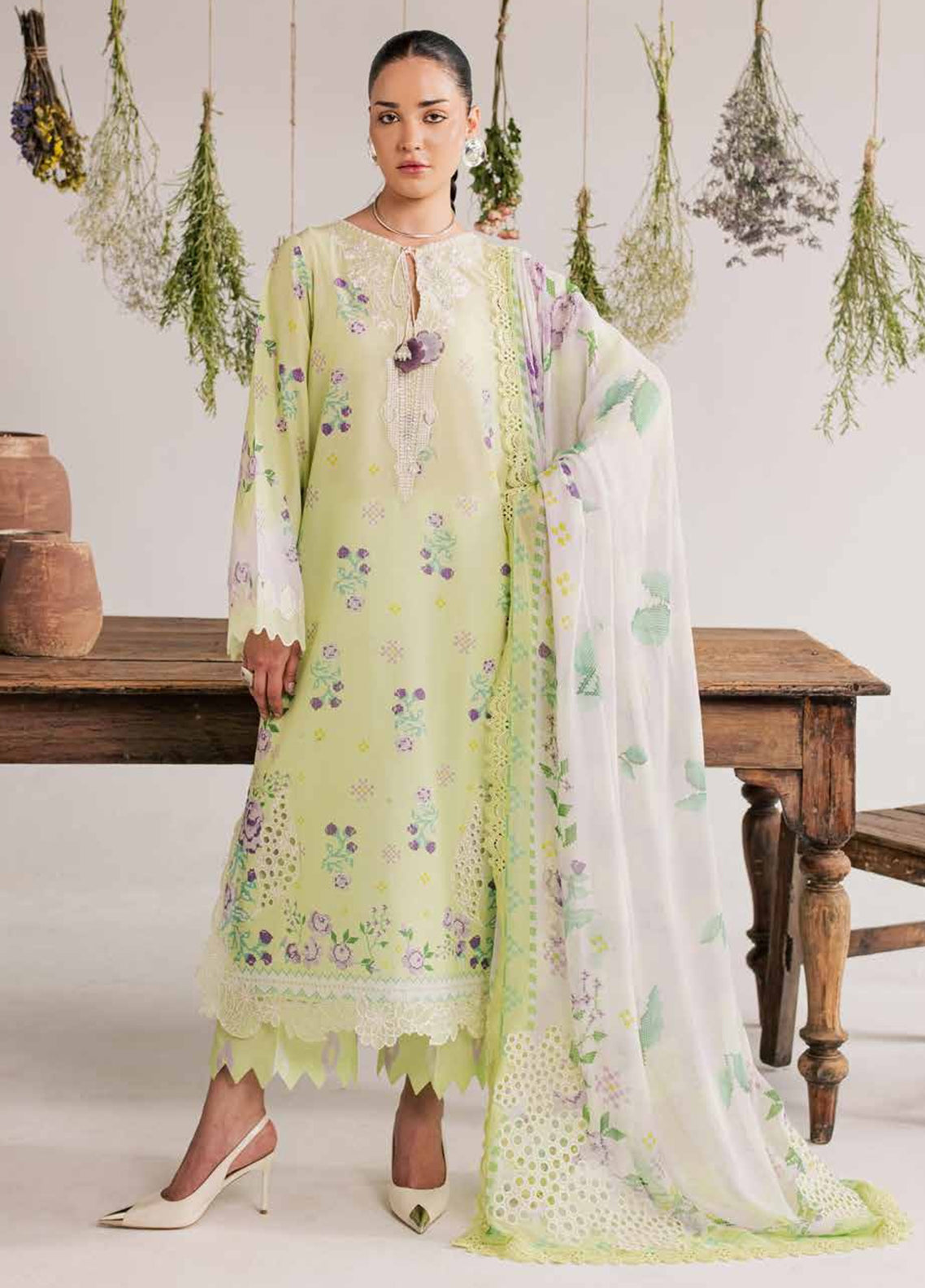 Daily Delights By Nureh Embroidered Lawn 3 Piece Unstitched Suit NU26DD D-DD-34