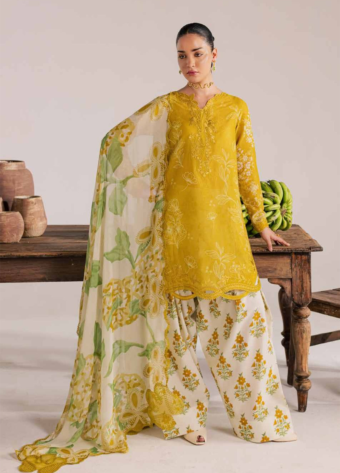 Daily Delights By Nureh Embroidered Lawn 3 Piece Unstitched Suit NU26DD D-DD-35