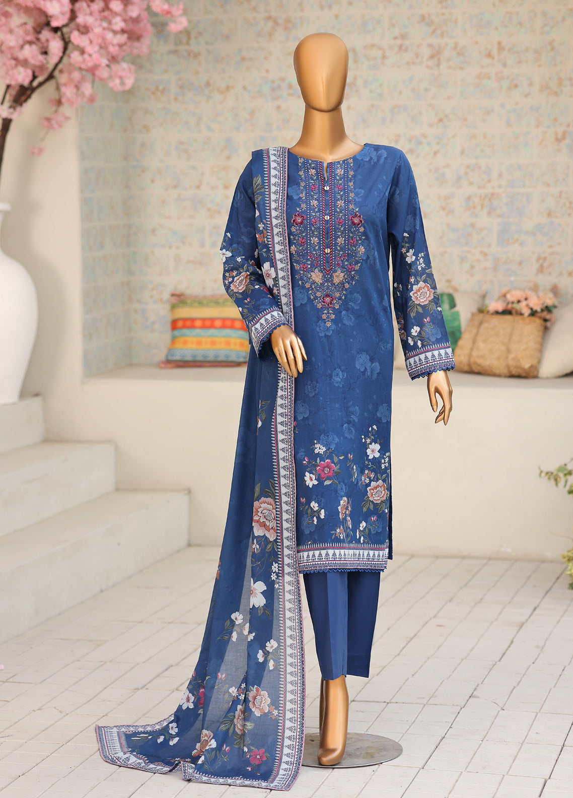 Daily Wear By HZ Textile Premium Embroidered Lawn 3 Piece Unstitched Suit HZ26DWPE D-PDW-1337