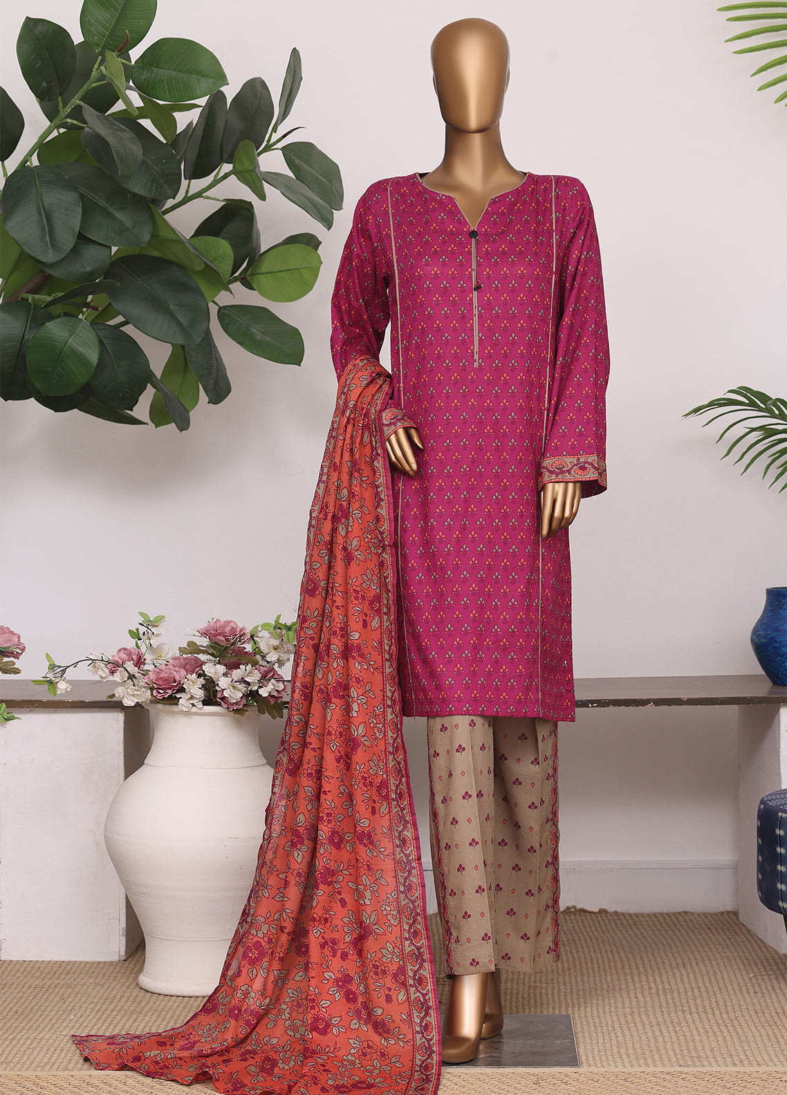 Daily Wear By HZ Textiles Printed Lawn 3 Piece Stitched Suit HZ26DWP D-LPT-D-2604