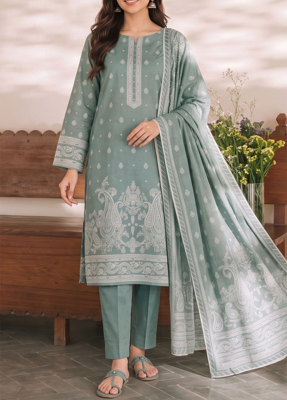 Daman By VS Textile Exclusive Printed Cambric 3 Piece Unstitched Suit VS26DEPV2 D-981