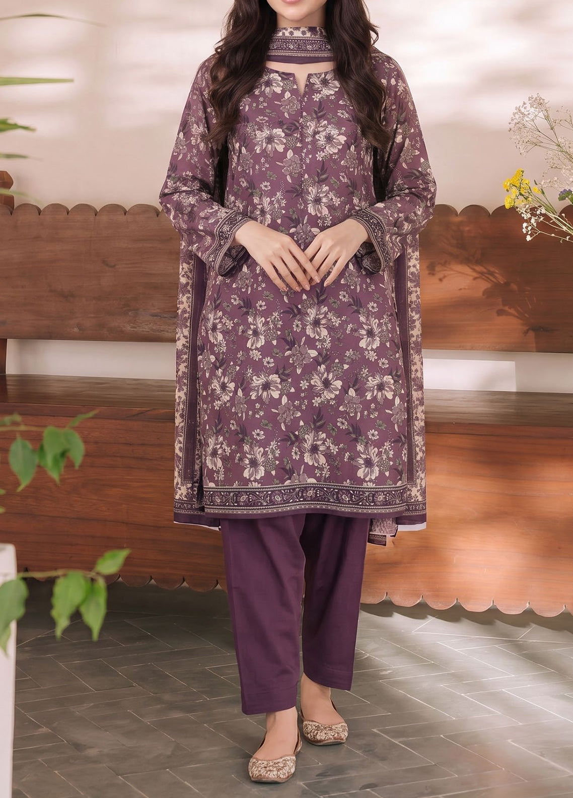 Daman By VS Textile Exclusive Printed Cambric 3 Piece Unstitched Suit VS26DEPV2 D-985
