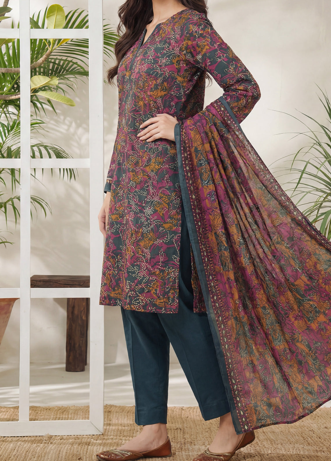 Daman By VS Textile Exclusive Printed Lawn 3 Piece Unstitched Suit VS26DEPV5 D-887
