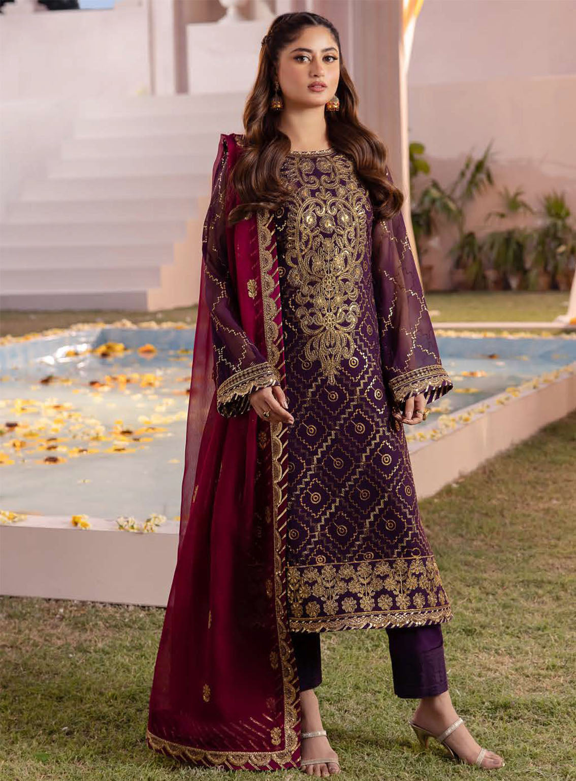 Dhanak Rang By Asim Jofa Embroidered Chiffon Suits Unstitched 3 Piece - AJ24DR AJCF-02