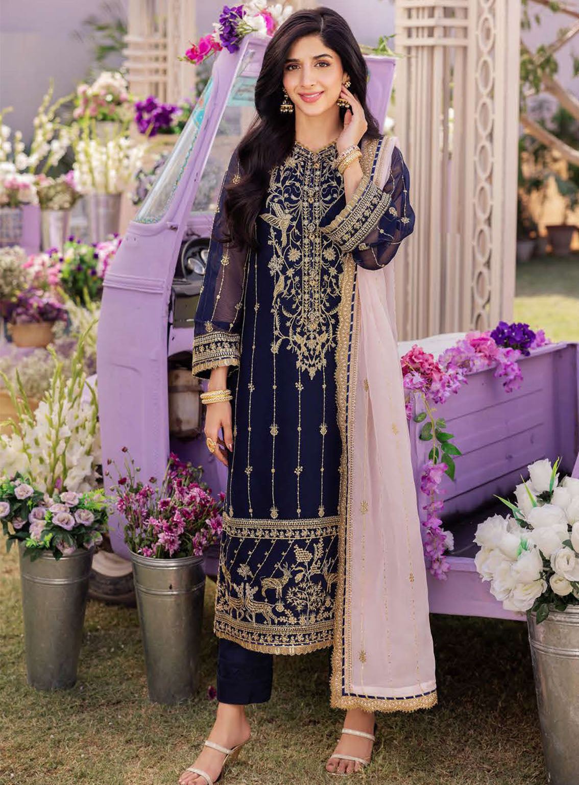 Dhanak Rang By Asim Jofa Embroidered Chiffon Suits Unstitched 3 Piece - AJ24DR AJCF-09