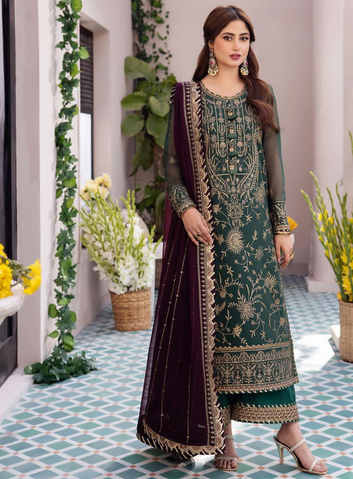 Dhanak Rang By Asim Jofa Embroidered Chiffon Suits Unstitched 3 Piece - AJ24DR AJCF-10