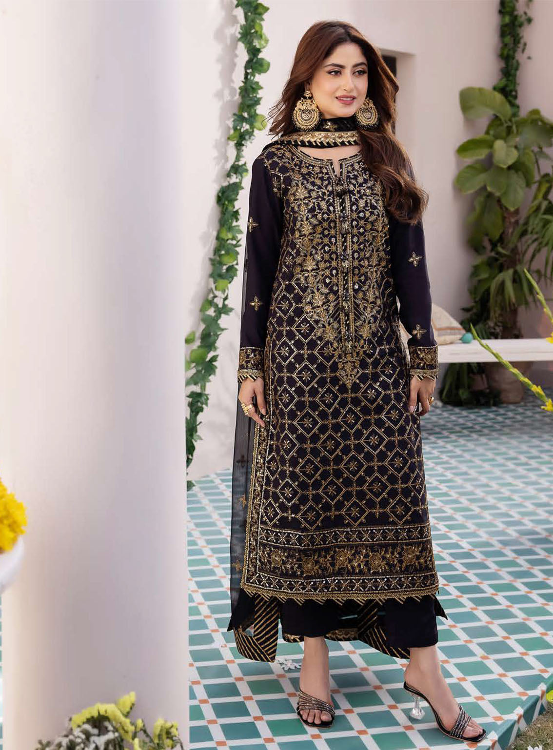 Dhanak Rang By Asim Jofa Embroidered Silk Suits Unstitched 3 Piece - AJ24DR AJCF-04