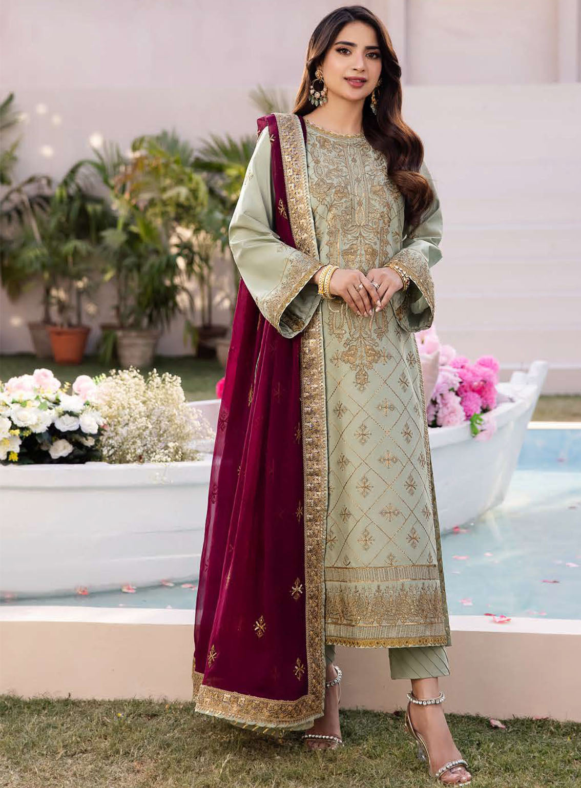 Dhanak Rang By Asim Jofa Embroidered Silk Suits Unstitched 3 Piece - AJ24DR AJCF-06