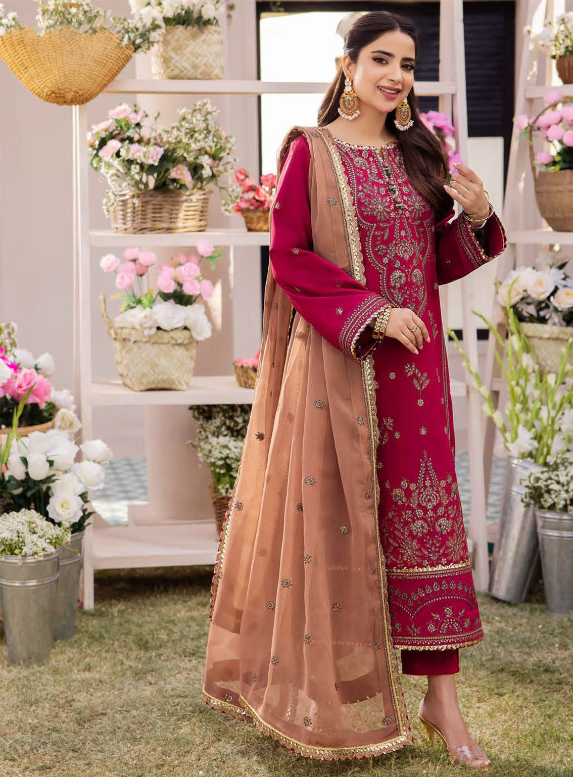 Dhanak Rang By Asim Jofa Embroidered Silk Suits Unstitched 3 Piece - AJ24DR AJCF-20