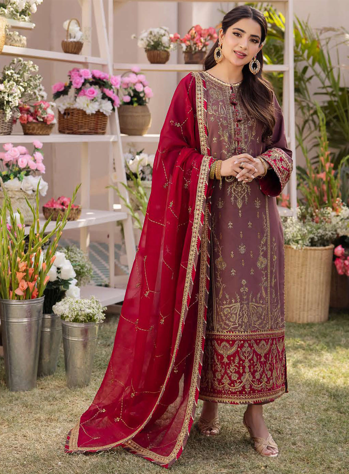 Dhanak Rang By Asim Jofa Embroidered Silk Suits Unstitched 3 Piece - AJ24DR AJCF-27