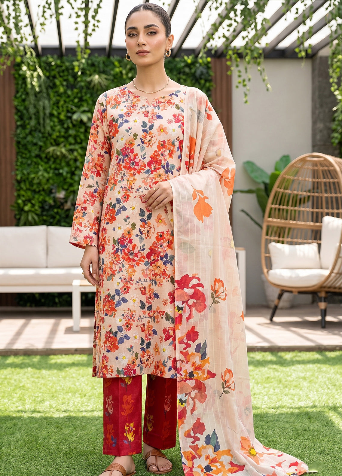 Dr Print By Schick Printed Lawn 3 Piece Unstitched Suit SDH26DPV19 D-01