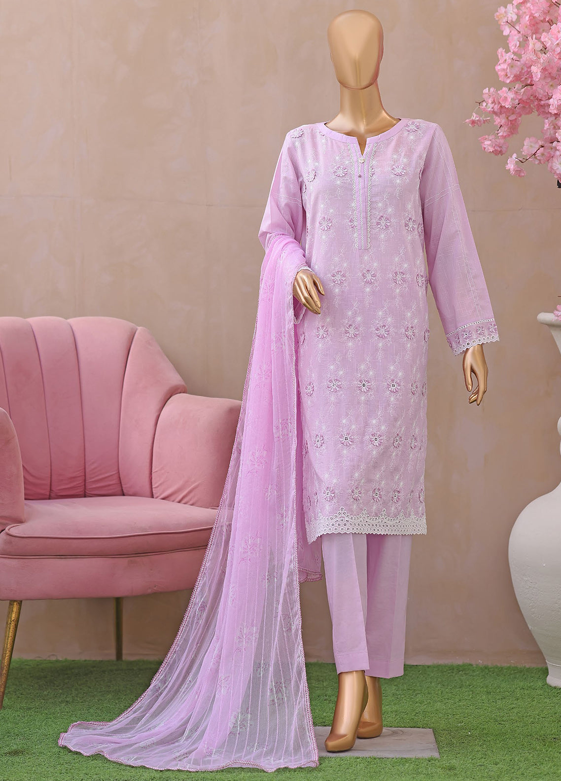 Dynasty By HZ Textile Embroidered Lawn 3 Piece Unstitched Suit HZ26DEL D-08