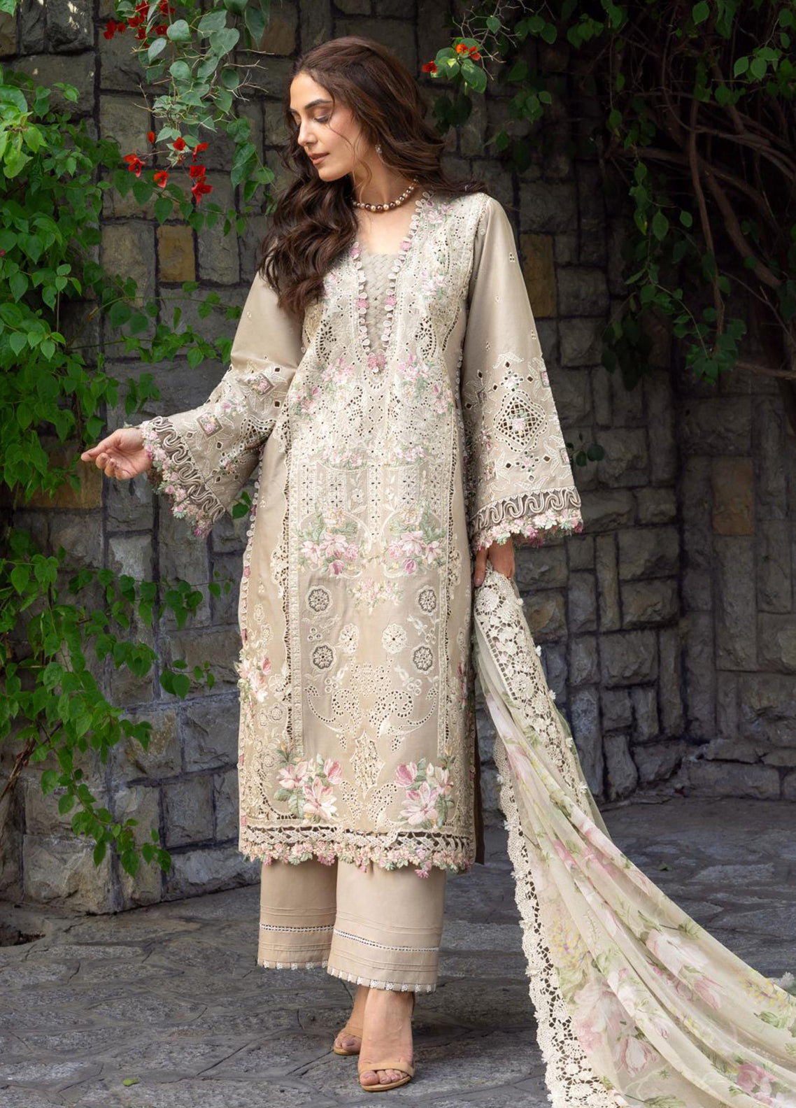 Elaf Embroidered Lawn 3 Piece Unstitched Suit EF26LL ELY-2A CAMELLIA