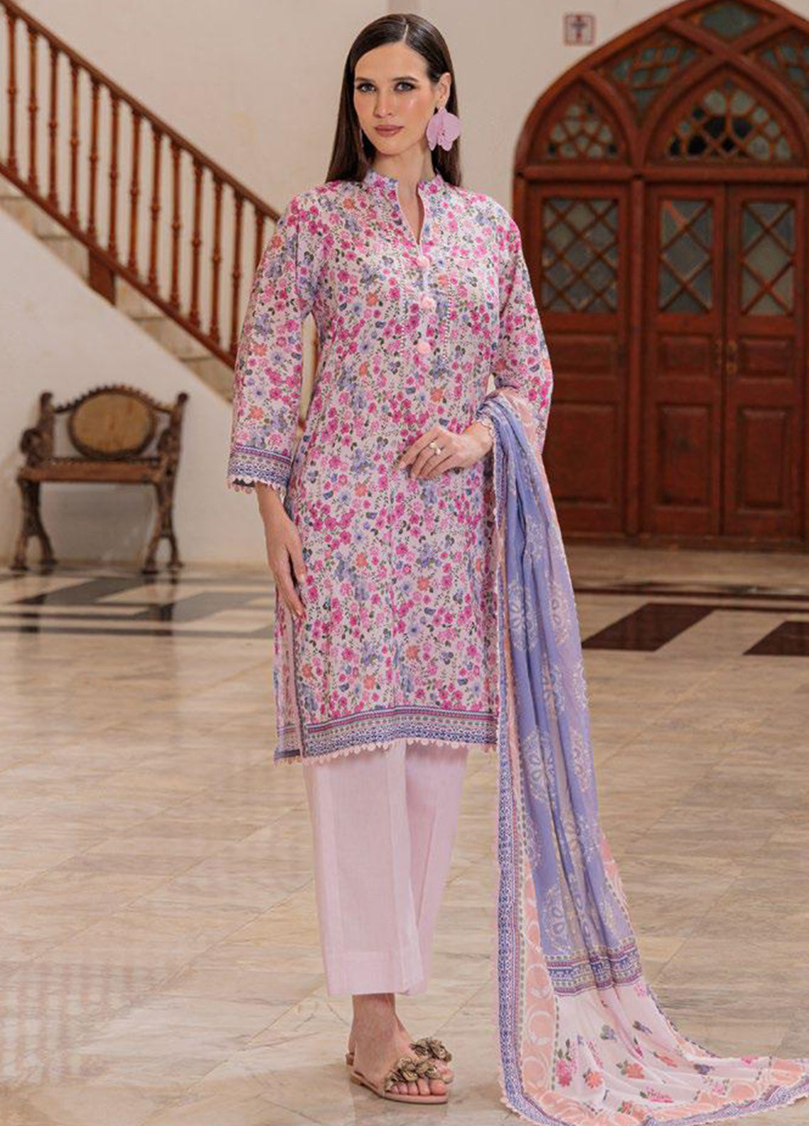Elora A Floral By Gul Ahmed Printed Lawn 3 Piece Unstitched Suit GA26EAF D-CL 62120B
