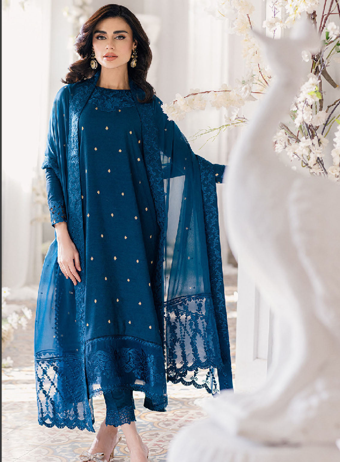 Ensembles By Azure Embroidered Jacquard Lawn Suits Unstitched 3 Piece - AZU24EJL AEGEAN BREEZE