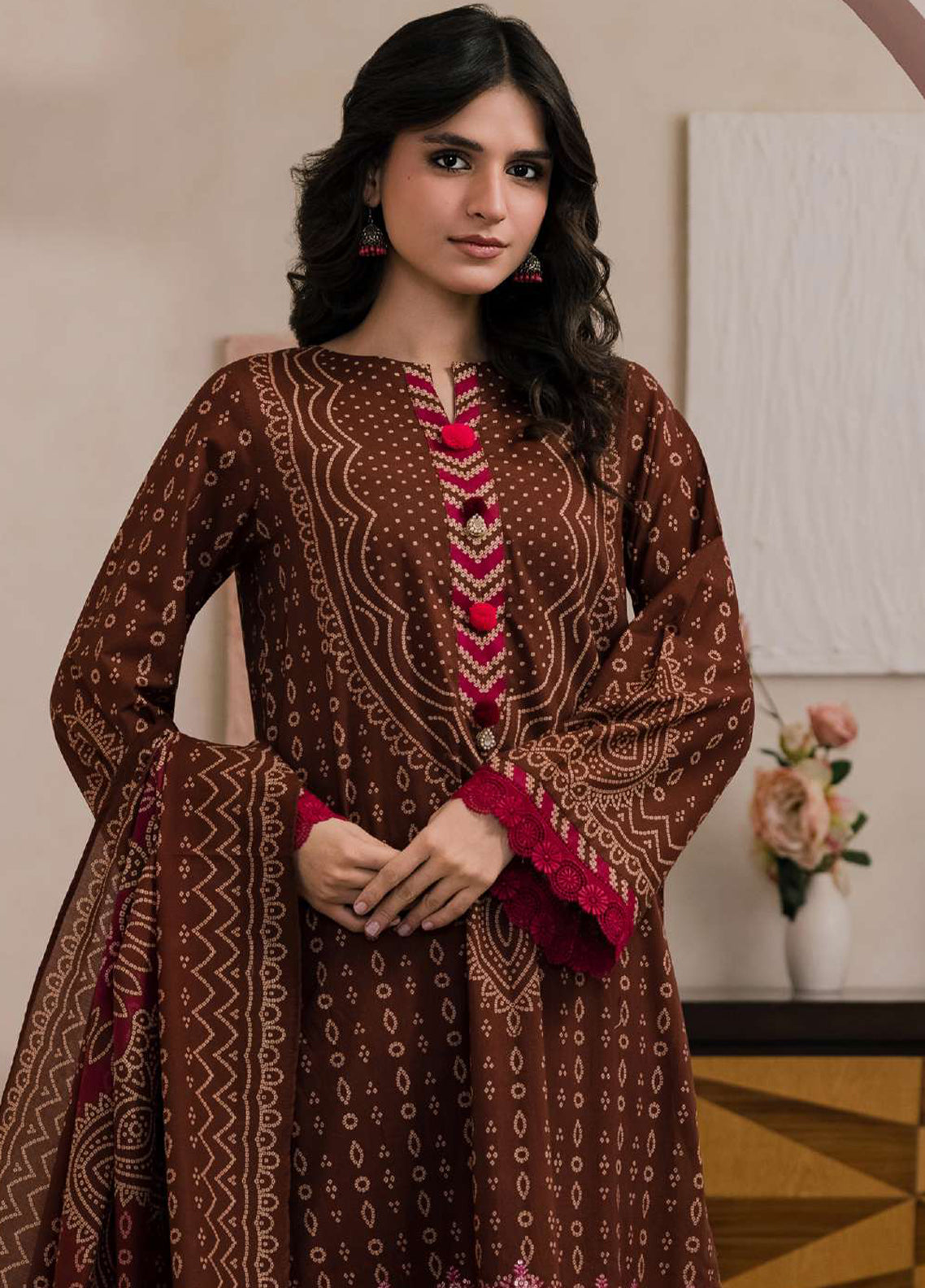 Essentail By Zellbury Embroidered Lawn 3 Piece Unstitched Suit WUS26E30707