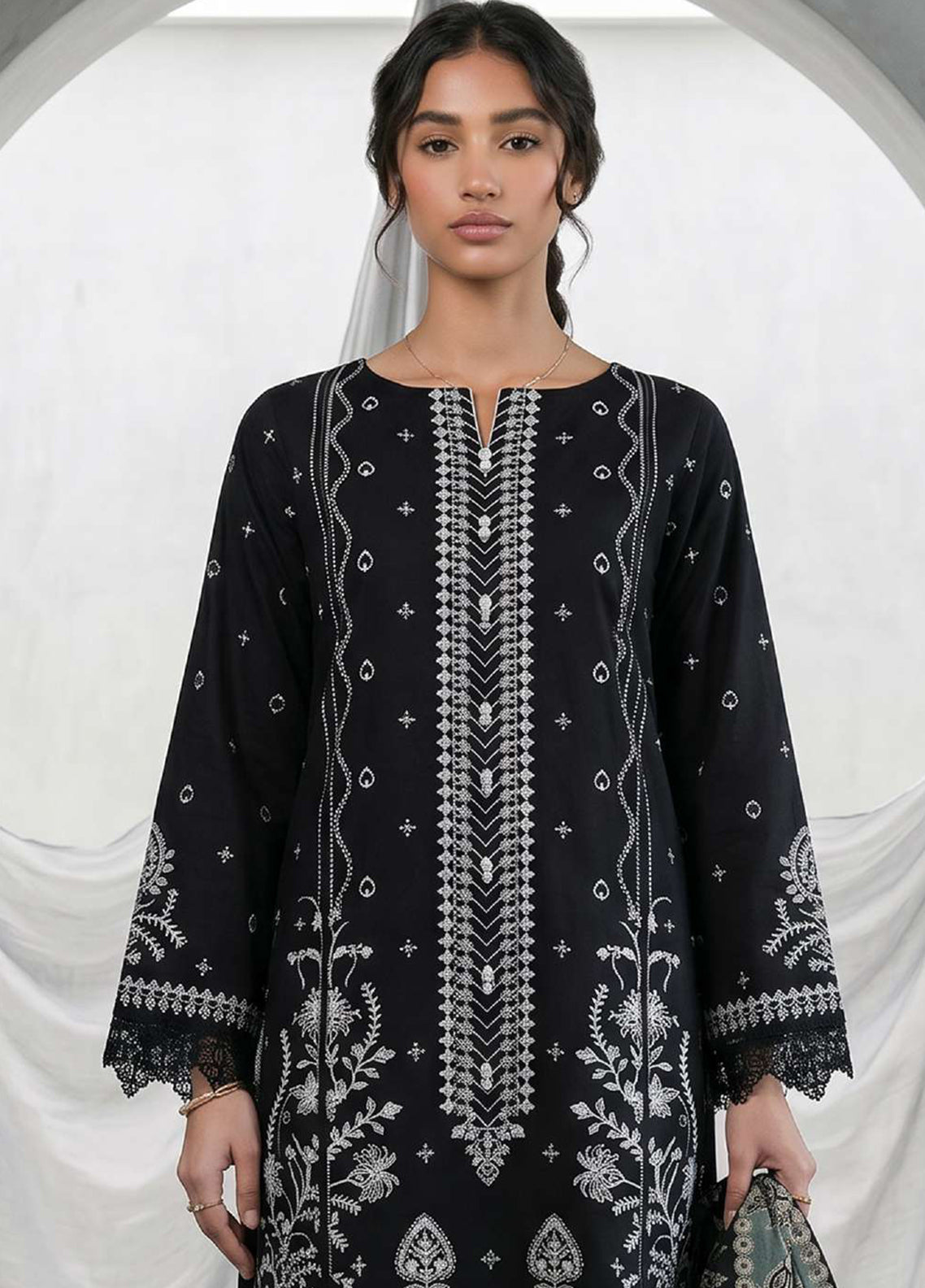 Essentail By Zellbury Embroidered Lawn 3 Piece Unstitched Suit WUS26E31168