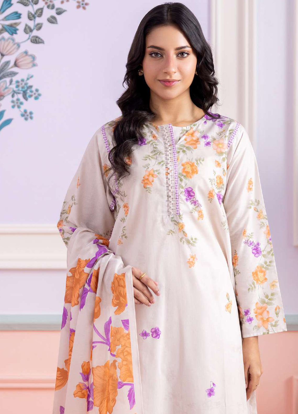 Essentail By Zellbury Printed Lawn 3 Piece Unstitched Suit WUS26X30889