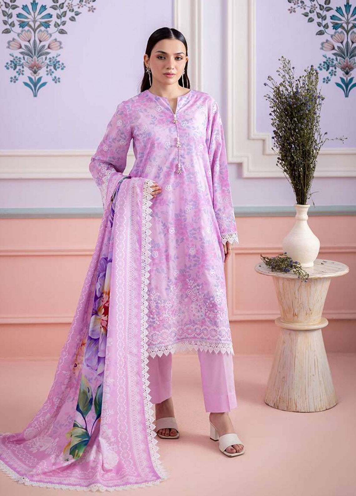 Essential By Zellbury Embroidered Lawn 3 Piece Unstitched Suit WUS26E30567